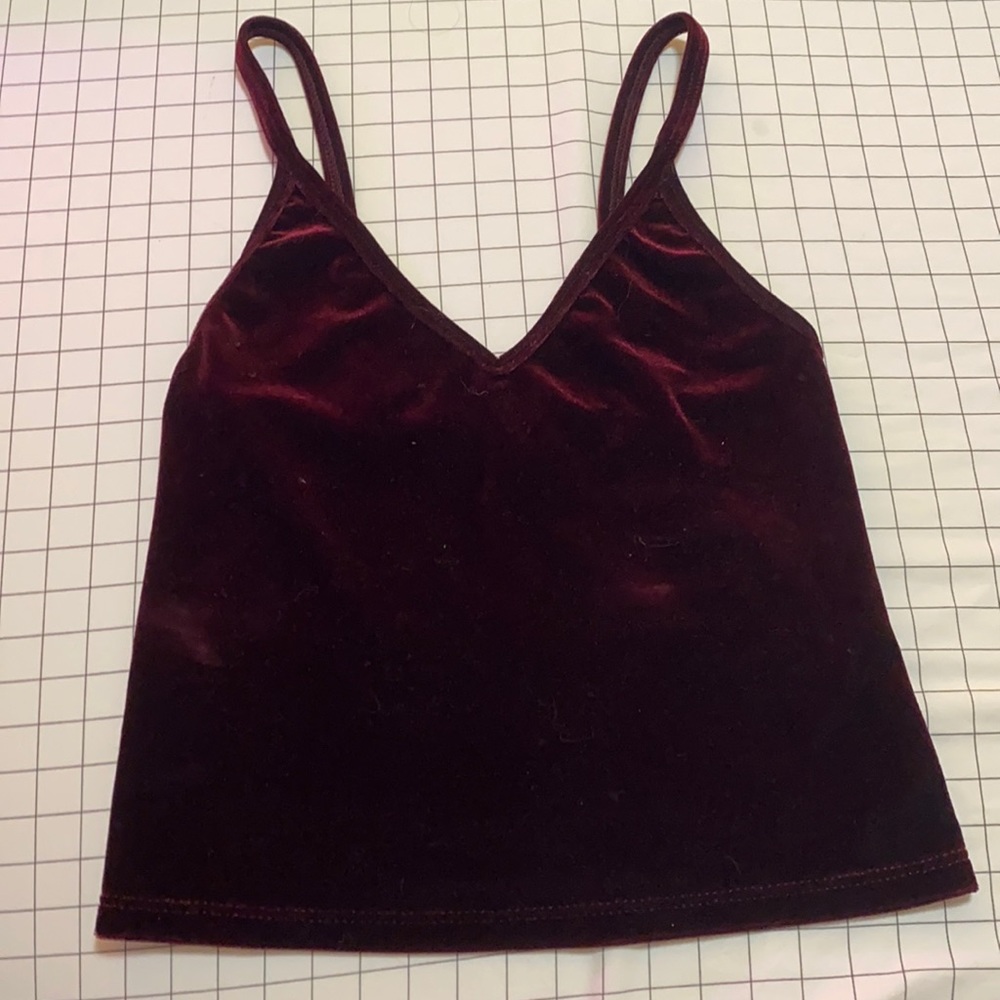 Burgundy velvet brandy Melville cropped tank